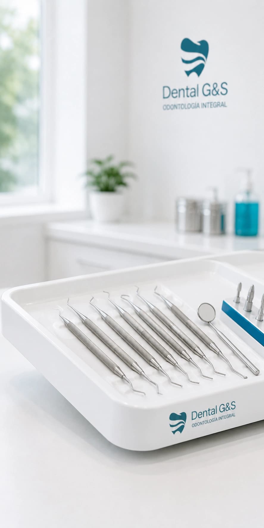 Especialista revisando encías durante tratamiento periodontal